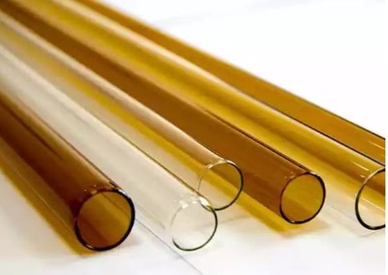 ใสและสีเหลืองอำพันไม่มีรูท่อแก้ว Borosilicate รอบเส้นผ่านศูนย์กลางขนาดใหญ่